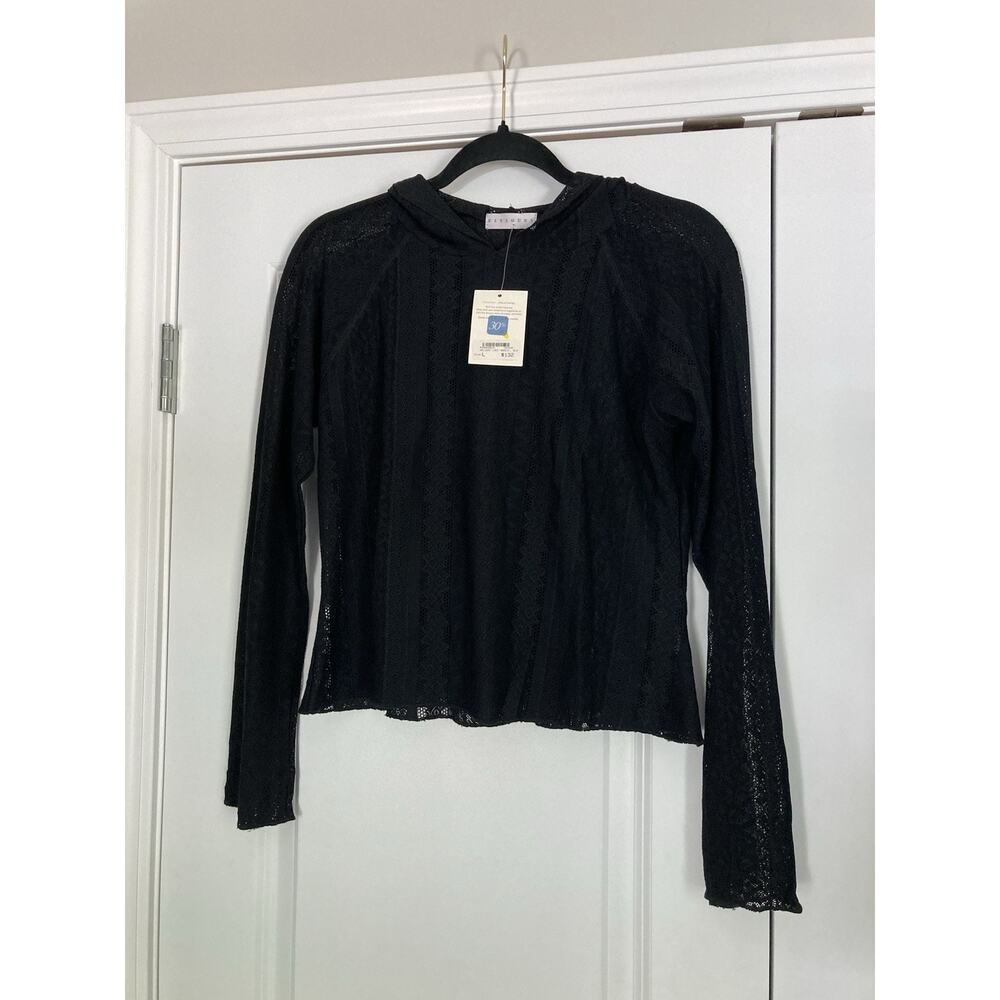 NWT Fitigues Women's Large Holiday Lace Hoodie Black Boho Gypsy Whimsy Goth